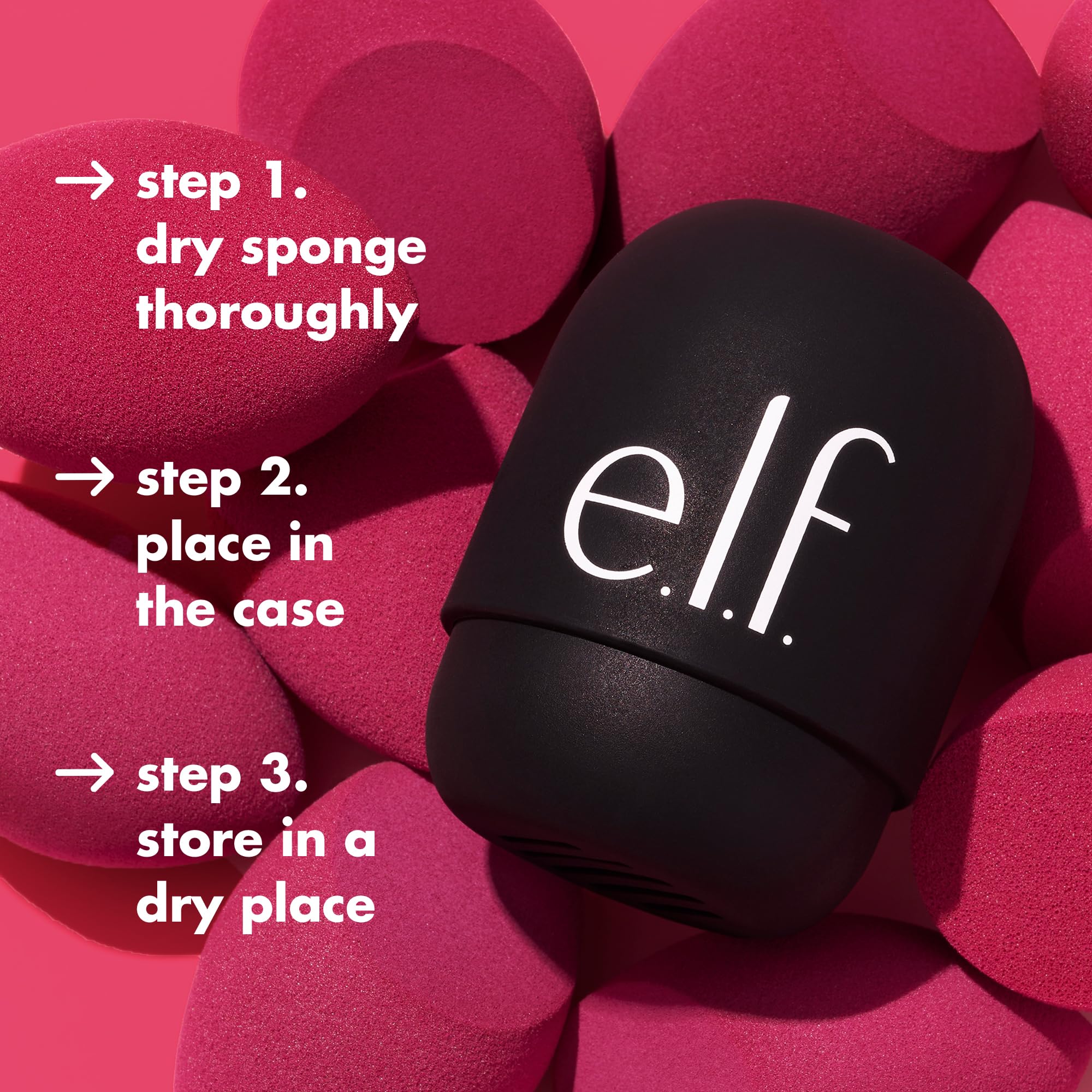 e.l.f. Safe Travels Sponge Case, On-The-Go, Breathable Beauty Sponge Protection From Dirt & Grimes, Durable Silicon Holder, Vegan & Cruelty-Free